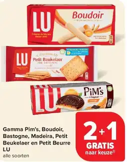 Carrefour Gamma Pim’s, Boudoir, Bastogne, Madeira, Petit Beukelaer en Petit Beurre LU aanbieding