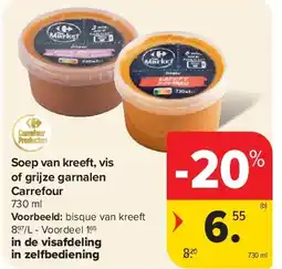 Carrefour Soep van kreeft, vis of grijze garnalen Carrefour aanbieding
