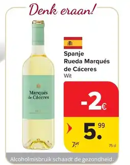 Carrefour Spanje Rueda Marqués de Cáceres aanbieding