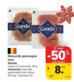 Carrefour Natuurlijk gedroogde ham Ganda aanbieding