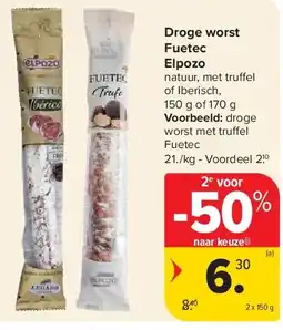 Carrefour Droge worst Fuetec Elpozo aanbieding