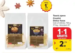 Carrefour Toasts apero Crostini Delica Tezza aanbieding