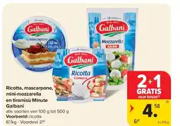 Carrefour Ricotta, mascarpone, mini-mozzarella en tiramisù Minute Galbani aanbieding
