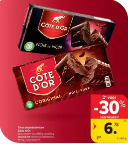 Carrefour Chocoladetabletten Côte d’Or aanbieding