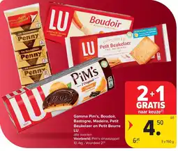 Carrefour Gamma Pim’s, Boudoir, Bastogne, Madeira, Petit Beukelaer en Petit Beurre LU aanbieding
