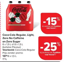 Carrefour Coca-Cola Regular, Light, Zero No Ca eine en Zero Sugar aanbieding