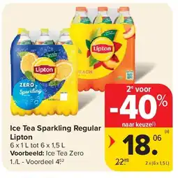Carrefour Ice Tea Sparkling Regular Lipton aanbieding