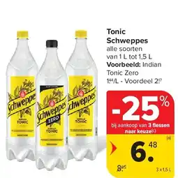 Carrefour Tonic Schweppes aanbieding
