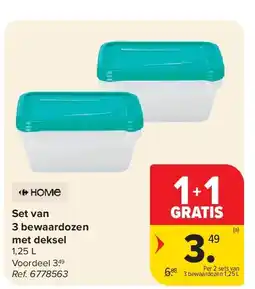 Carrefour Set van 3 bewaardozen met deksel aanbieding