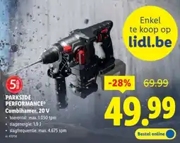 Lidl Parkside performance combihamer, 20 v aanbieding
