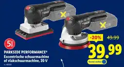 Lidl Parkside performance excentrische schuurmachine of vlakschuurmachine, 20 v aanbieding