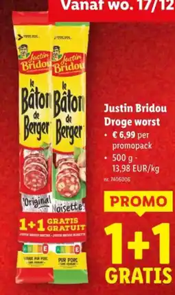 Lidl Justin Bridou Droge worst aanbieding