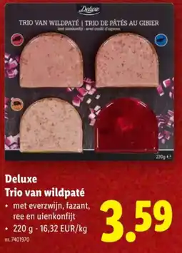 Lidl Deluxe Trio van wildpaté aanbieding