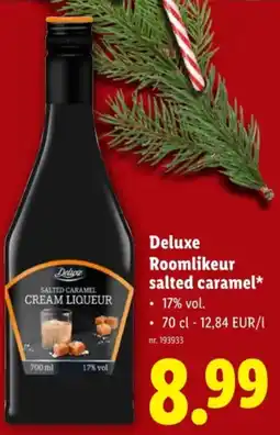 Lidl Deluxe Roomlikeur salted caramel 17% vol aanbieding