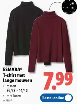 Lidl Esmara t-shirt met lange mouwen aanbieding
