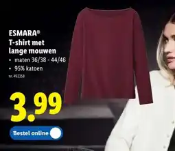 Lidl Esmara t-shirt met lange mouwen aanbieding