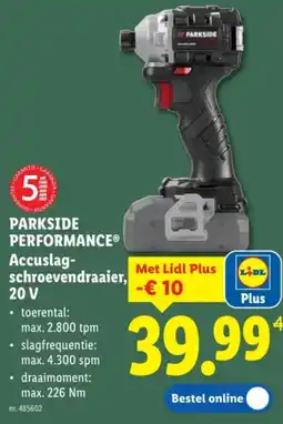 Lidl Parkside performance Accuslagschroevendraaier, 20V aanbieding