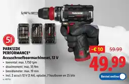 Lidl Parkside performance accuschroefboormachineset, 12 v aanbieding