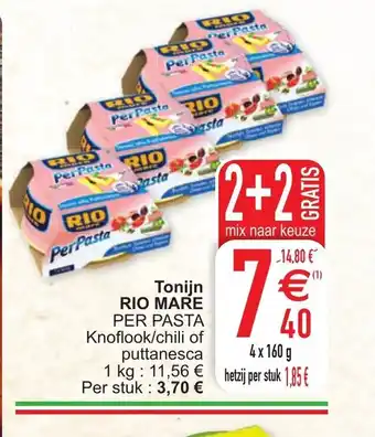 Cora Tonijn rio mare per pasta knoflook/chili of puttanesca 4 x 160 g aanbieding