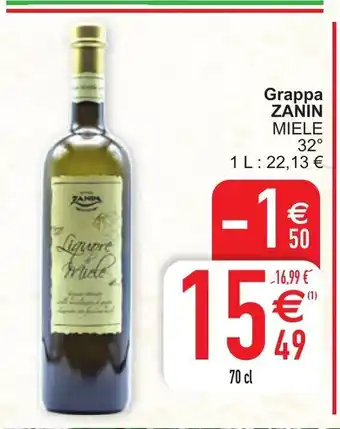 Grappa zanin miele 70 cl