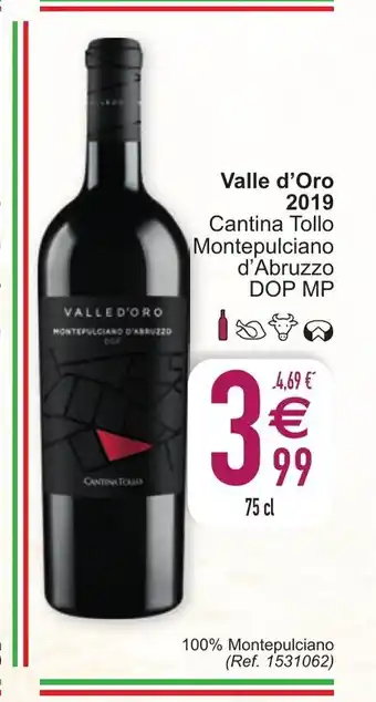 Cora Valle d'Oro 2019 Cantina Tollo Montepulciano d'Abruzzo DOP MP 75 cl aanbieding