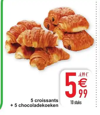 Cora 5 croissants + 5 chocoladekoeken 10 stuks aanbieding