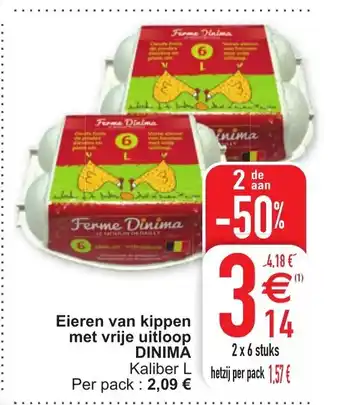 Cora Eieren van kippen met vrije uitloop dinima 2 x 6 stuks aanbieding