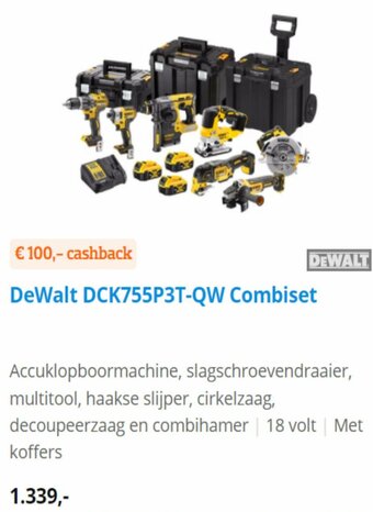 Coolblue DeWalt DCK755P3T-QW Combiset aanbieding