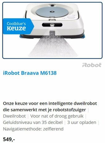 Coolblue iRobot Braava M6138 aanbieding
