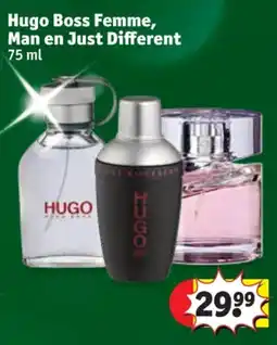 Kruidvat Hugo boss femme man en just different aanbieding