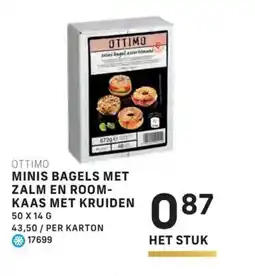 Bidfood Ottimo minis bagels met zalm en room kaas met kruiden aanbieding