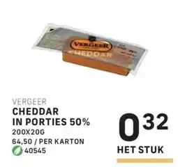 Bidfood Vergeer cheddar in porties 50% aanbieding