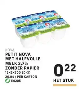 Bidfood Nova petit nova met halfvolle melk 3,7% zonder papier aanbieding