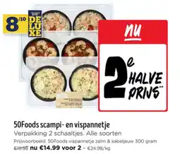 Jumbo 50Foods scampi- en vispannetje aanbieding