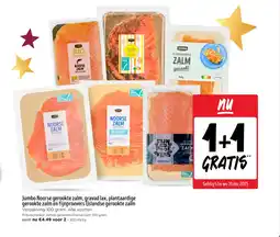 Jumbo Jumbo Noorse gerookte zalm gravad lax plantaardige gerookte zalm en fijnproevers 1Jslandse gerookte zalm aanbieding