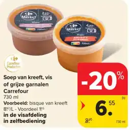Carrefour Market Soep van kreeft, vis of grijze garnalen Carrefour aanbieding