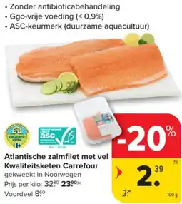 Carrefour Market Atlantische zalmfilet met vel Kwaliteitsketen Carrefour aanbieding