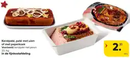 Carrefour Market Kerstpaté, paté met uien of met peperkoek aanbieding