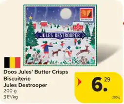 Carrefour Market Doos Jules' Butter Crisps Biscuiterie Jules Destrooper aanbieding