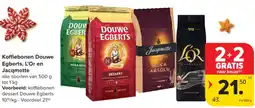 Carrefour Market Koffiebonen Douwe Egberts, L'Or en Jacqmotte aanbieding