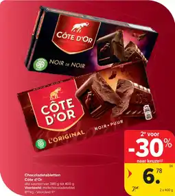 Carrefour Market Chocoladetabletten Côte d'Or aanbieding