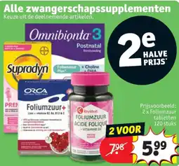Kruidvat 2 x Foliumzuur tabletten 120 stuks aanbieding