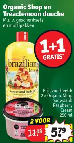 Kruidvat 2 x Organic Shop bodyscrub Raspberry Cream 250 ml aanbieding