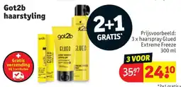 Kruidvat 3 x haarspray Glued Extreme Freeze 300 ml aanbieding
