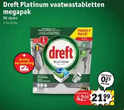 Kruidvat Dreft Platinum vaatwastabletten megapak aanbieding