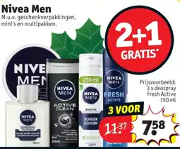 Kruidvat 3 x deospray Fresh Active 150 ml aanbieding