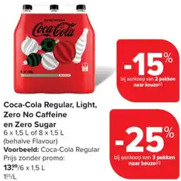 Carrefour Market Coca-Cola Regular, Light, Zero No Caffeine en Zero Sugar aanbieding