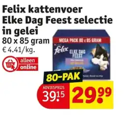 Kruidvat Felix kattenvoer Elke Dag Feest selectie in gelei aanbieding