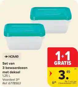 Carrefour Market Set van 3 bewaardozen met deksel aanbieding