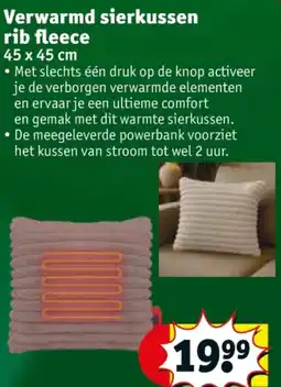Kruidvat Verwarmd sierkussen rib fleece aanbieding